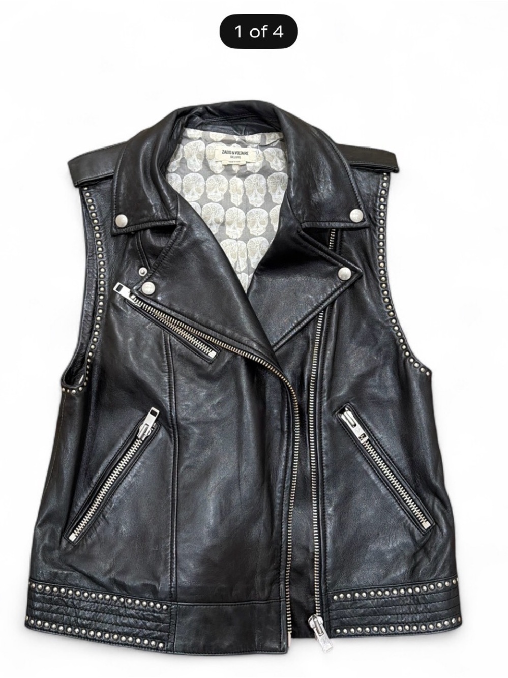 Zadig & Voltaire Black Studded Leather Vest